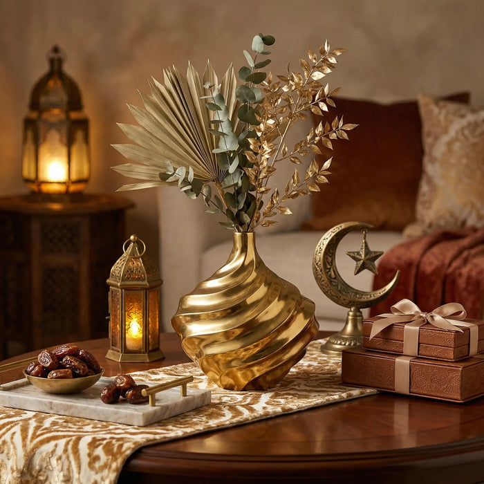 Vertex Aluminum Swirl Vase - Gold