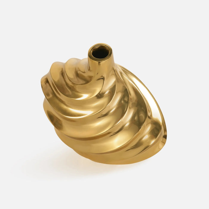 Vertex Aluminum Swirl Vase - Gold