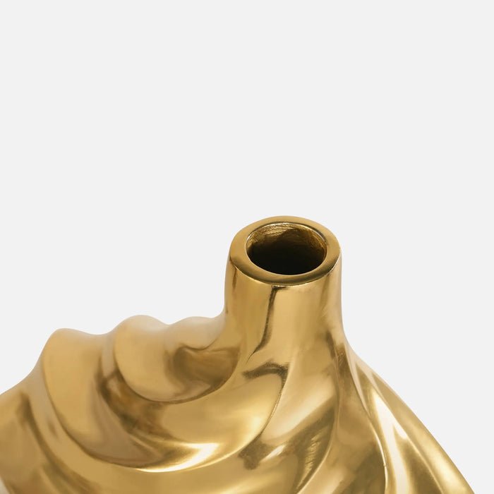 Vertex Aluminum Swirl Vase - Gold