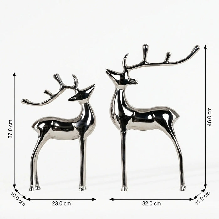 Vixen Metal Decorative Accent Reindeer Set - Silver