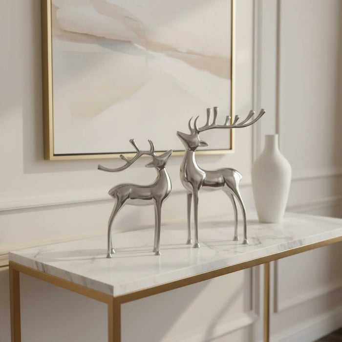 Vixen Metal Decorative Accent Reindeer Set - Silver