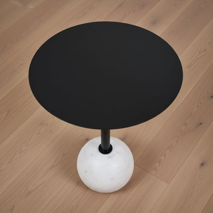 Yona Side Table With Marble Base - Black & White