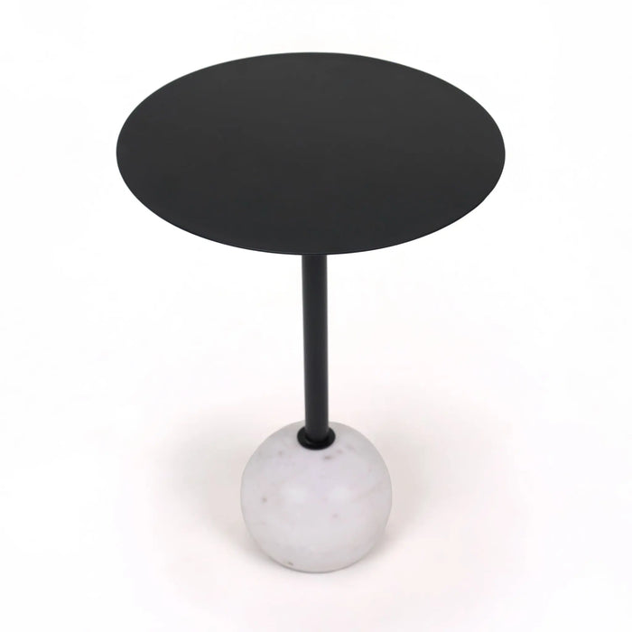 Yona Side Table With Marble Base - Black & White
