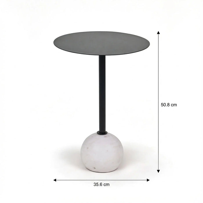 Yona Side Table With Marble Base - Black & White