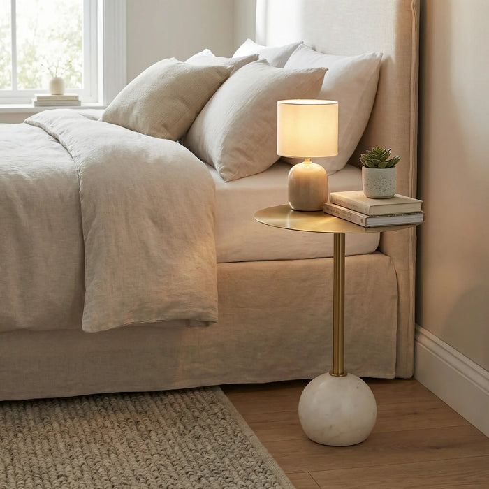 Yona Side Table With Marble Base - Gold