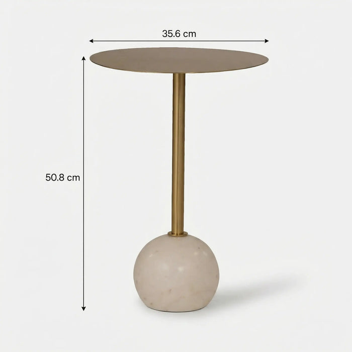 Yona Side Table With Marble Base - Gold