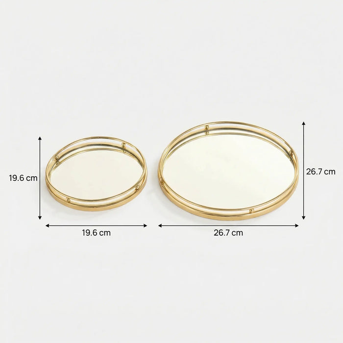 Zarin Mirrored Tray, Set Of 2 - Gold