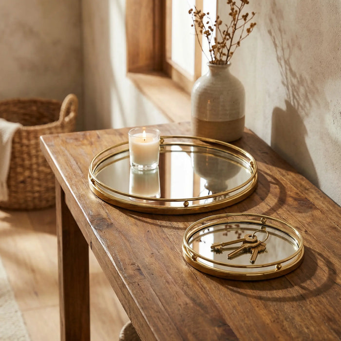 Zarin Mirrored Tray, Set Of 2 - Gold