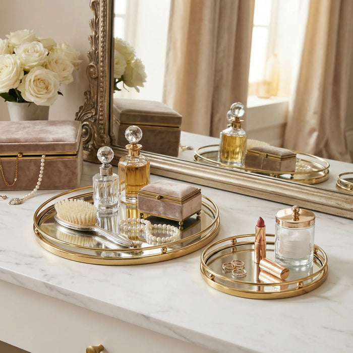 Zarin Mirrored Tray, Set Of 2 - Gold