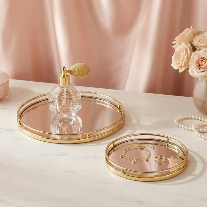 Zarin Mirrored Tray, Set Of 2 - Gold
