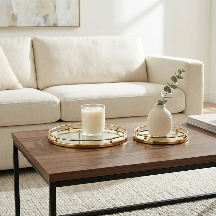 Zarin Mirrored Tray, Set Of 2 - Gold