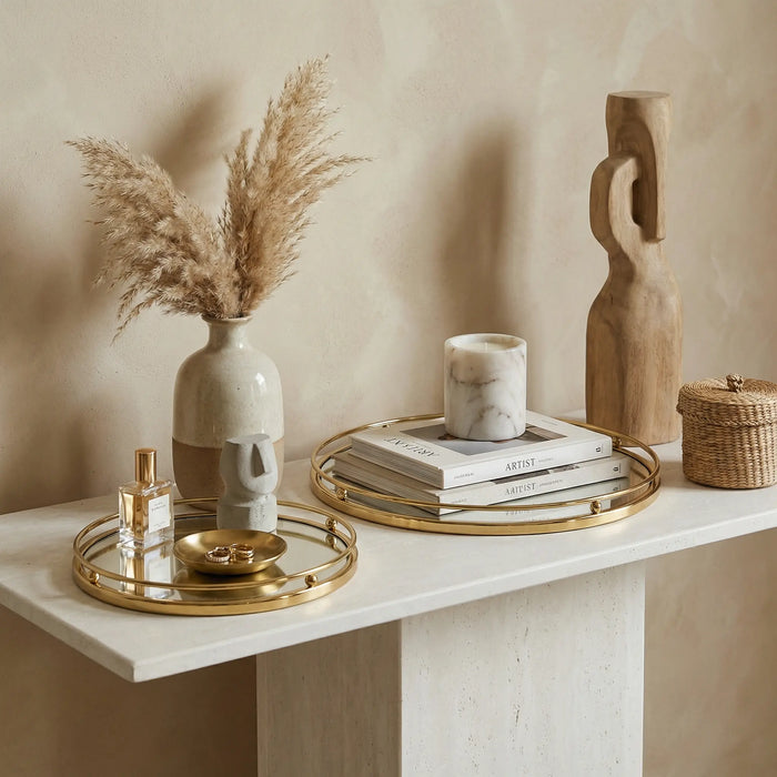 Zarin Mirrored Tray, Set Of 2 - Gold