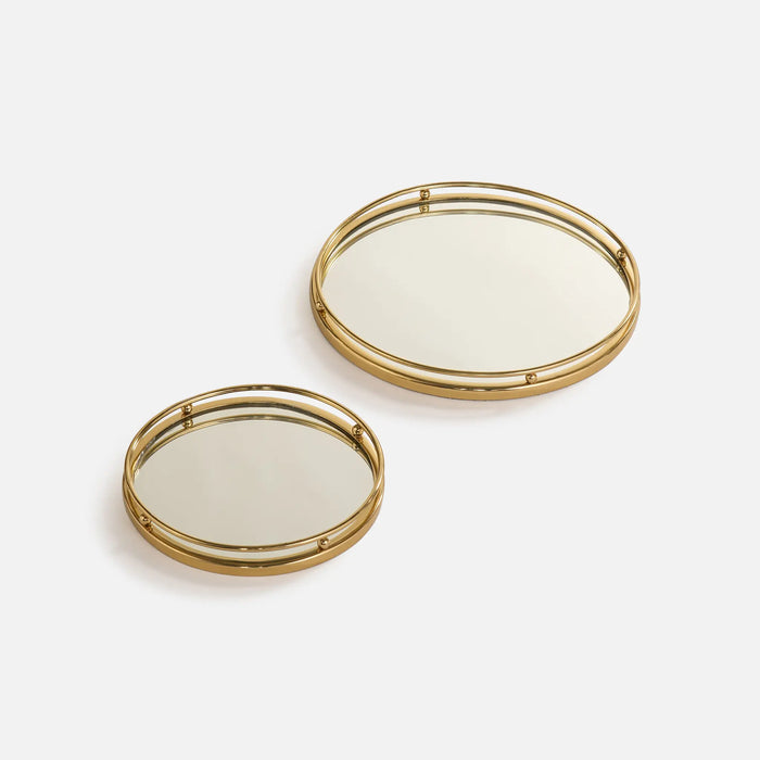 Zarin Mirrored Tray, Set Of 2 - Gold