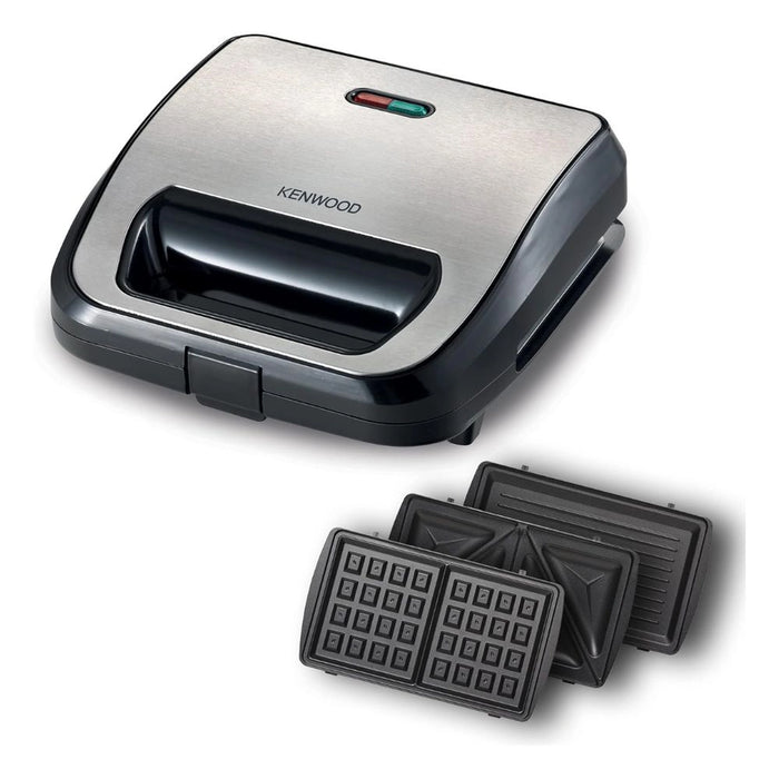 Kenwood 3-in-1 Sandwich Maker | Waffle Maker & Grill | 3 Sets of Non-Stick Multifunctional Plates | Grilling | Toasted Sandwiches and Waffles | Black | SMM02.000SI
