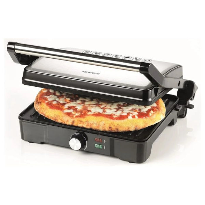 Kenwood Contact Grill | 2000W | Health Grill Panini Press with Variable Temperature | 3 Grill Positions for Panini - Burger - Sandwich - Pizza - Steak - Chicken - Fish - Vegetables | Black & Silver | HGM31.000SI