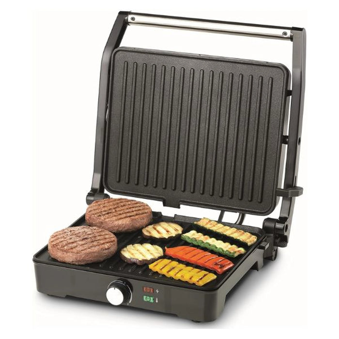Kenwood Contact Grill | 2000W | Health Grill Panini Press with Variable Temperature | 3 Grill Positions for Panini - Burger - Sandwich - Pizza - Steak - Chicken - Fish - Vegetables | Black & Silver | HGM31.000SI