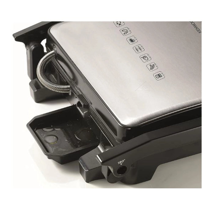 Kenwood Contact Grill | 2000W | Health Grill Panini Press with Variable Temperature | 3 Grill Positions for Panini - Burger - Sandwich - Pizza - Steak - Chicken - Fish - Vegetables | Black & Silver | HGM31.000SI