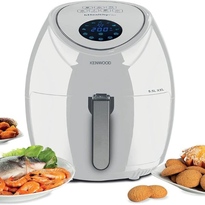 Kenwood Digital Air Fryer XXL 5.5L 2.4KG 1800W with Rapid Hot Air Circulation for Frying| Grilling Broiling| Roasting| Baking and Toasting HFP50.000WH| White