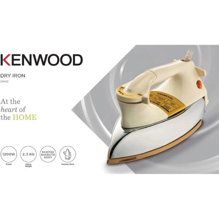 Kenwood Dry Iron Heavy Weight Iron 1200W With Ceramic Soleplate Dim40.000Go Gold| White/Gol
