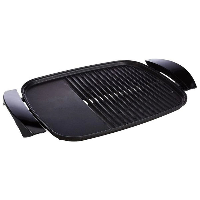 Kenwood Grill 2000W Contact Health Grill Large Family Sized Griddle with Glass Lid| Variable Temperature Control| Cool Touch Handles - Ideal for Steak| Chicken, Fish| Vegetables HG266 Silver/Black
