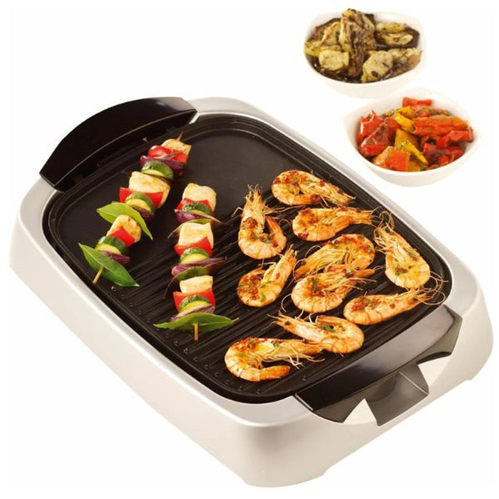 Kenwood Grill 2000W Contact Health Grill Large Family Sized Griddle with Glass Lid| Variable Temperature Control| Cool Touch Handles - Ideal for Steak| Chicken, Fish| Vegetables HG266 Silver/Black