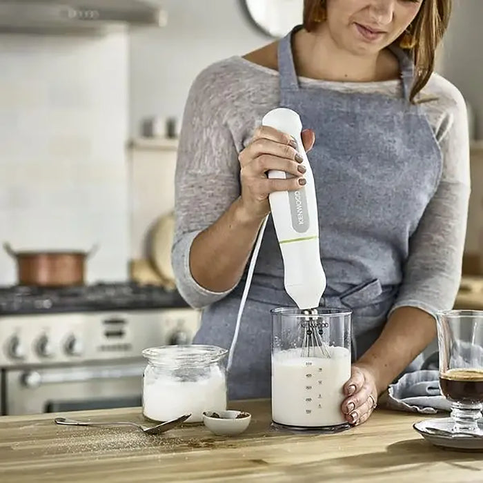 Kenwood Hand Blender 600W with 500ml Chopper| 500ml Beaker| Whisk| Stainless Steel Wand| Triblade Technology HDP109WG White