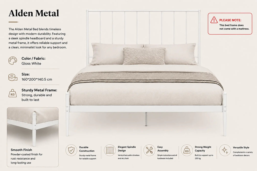 Alden Meta Glossy Queen Bed Kiana