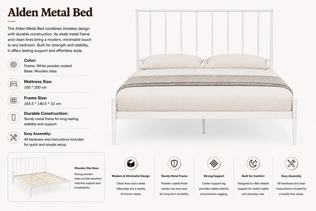 Alden Meta Glossy Queen Bed Kiana