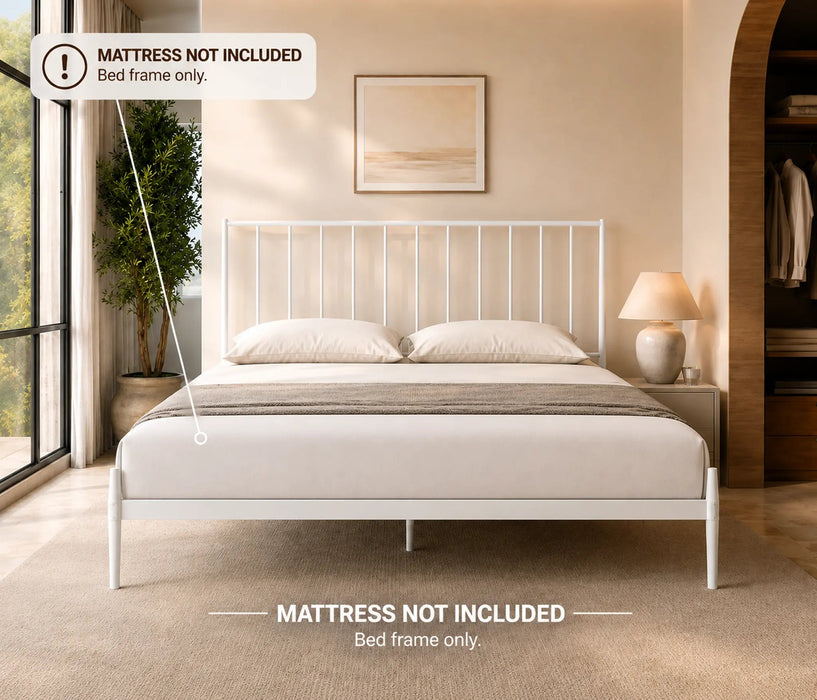 Alden Metal Glossy White King Bed Kiana