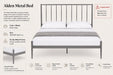 Alden Metal Grey King Bed Kiana