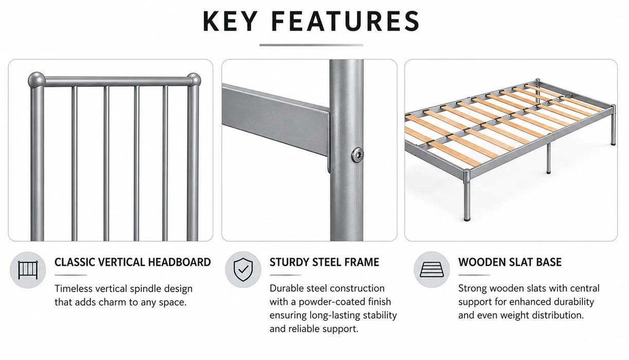 Alden Metal Grey Queen Bed Kiana