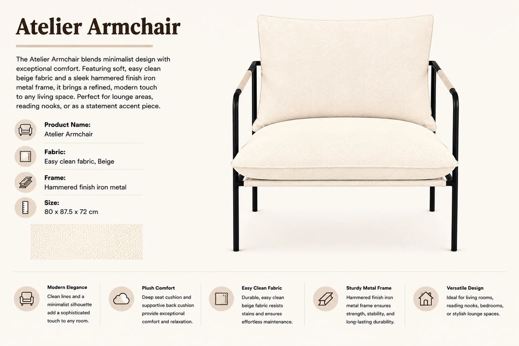 Atelier Armchair Beige Kiana