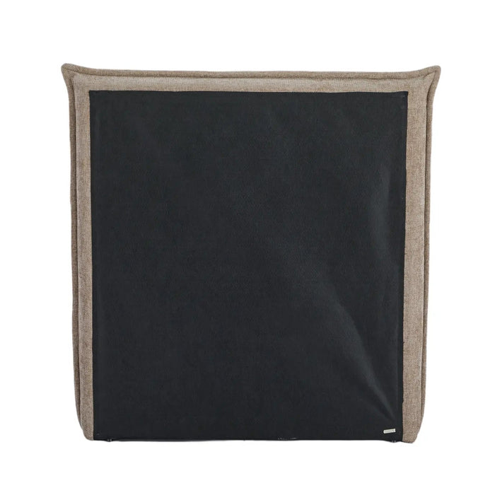 Black fabric with beige border on a white background