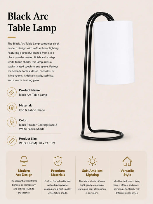 Black Arco Table Lamp