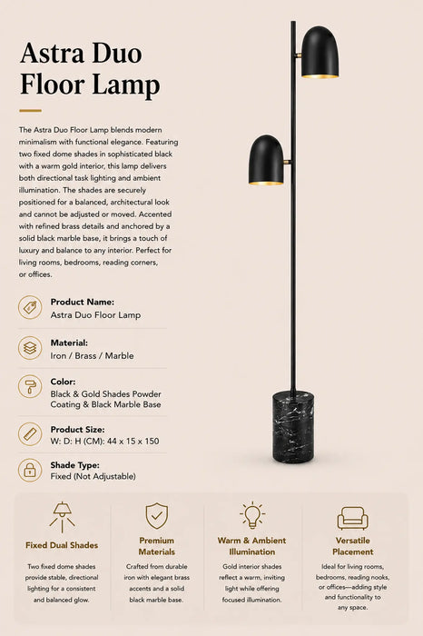 Black Astra Duo Floor Lamp