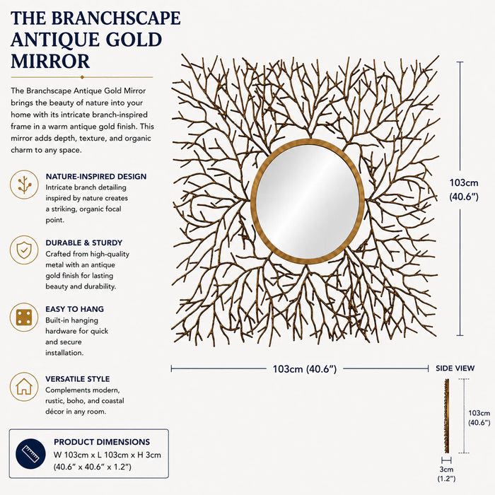 Branchscape Antique Gold Framed mirror Kiana