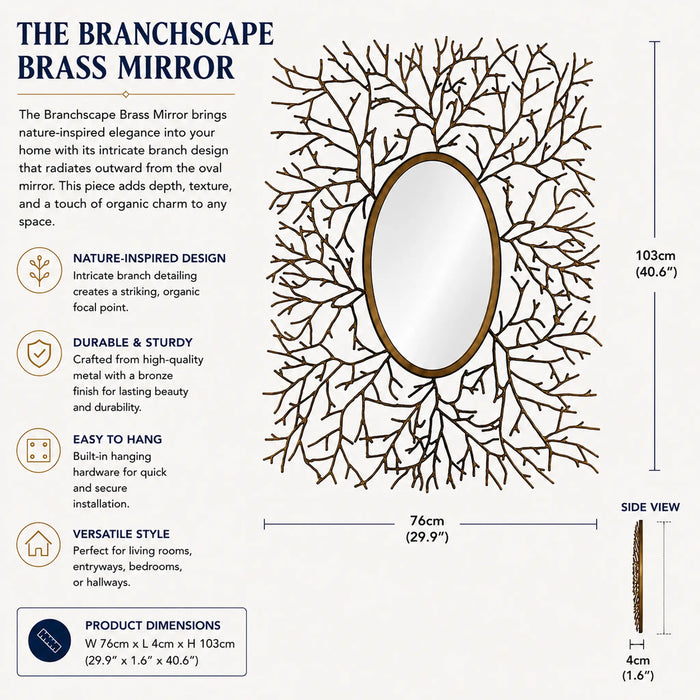 Branchscape Brass Framed mirror Kiana