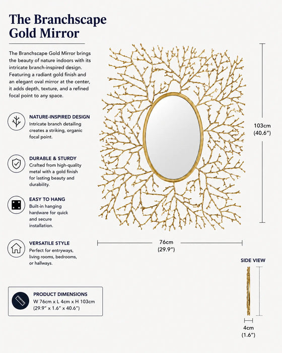 Branchscape Gold Framed mirror Kiana