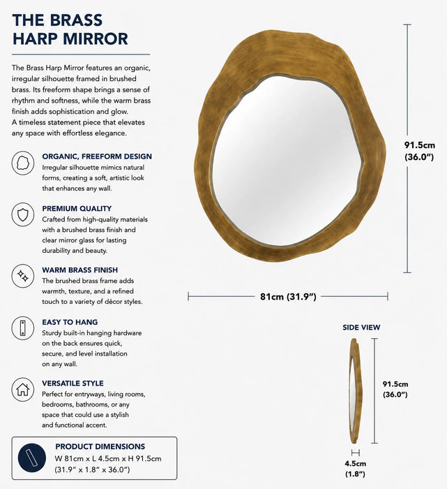 Brass Harp Framed Mirror Kiana