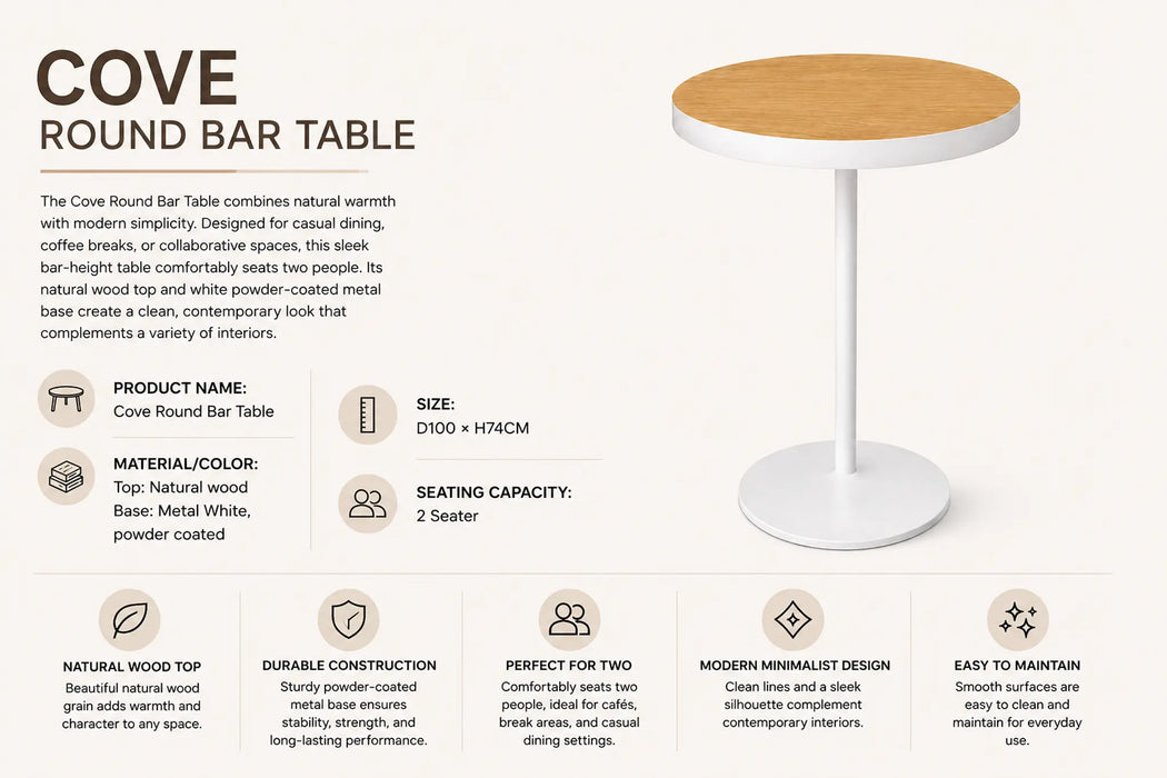 Cove Round 2 Seater Bar table Kiana