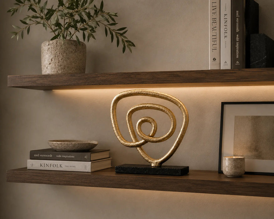 Decorative Abstract Spiral Sculpture - Gold Kiana