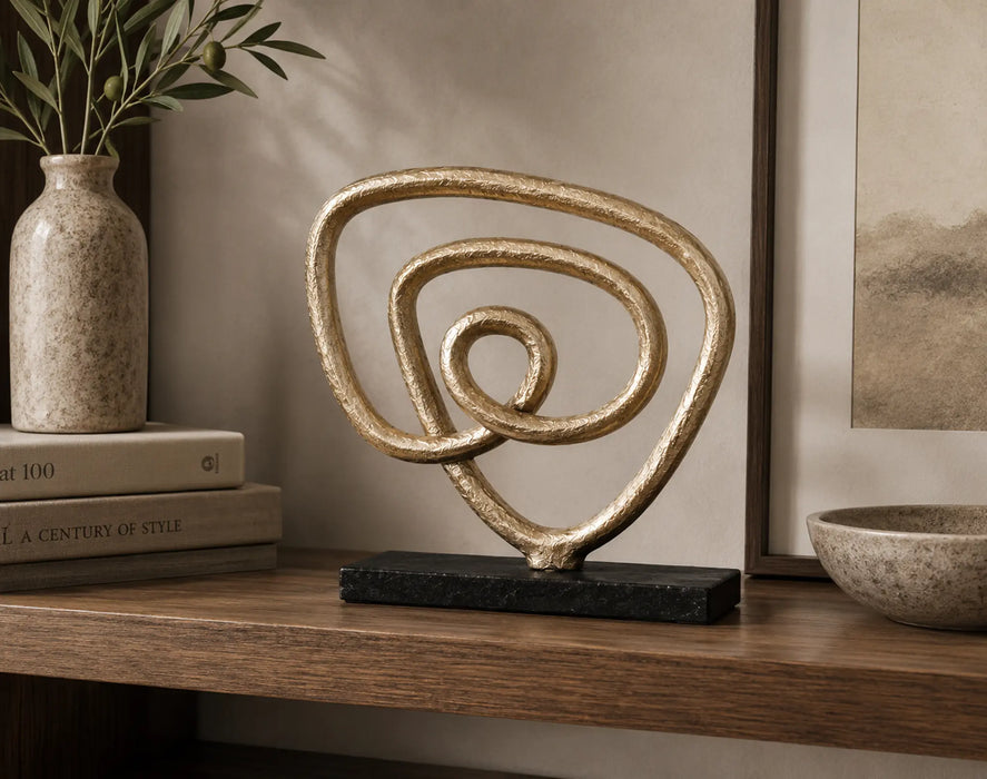 Decorative Abstract Spiral Sculpture - Gold Kiana