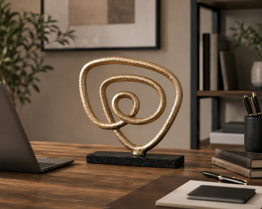 Decorative Abstract Spiral Sculpture - Gold Kiana