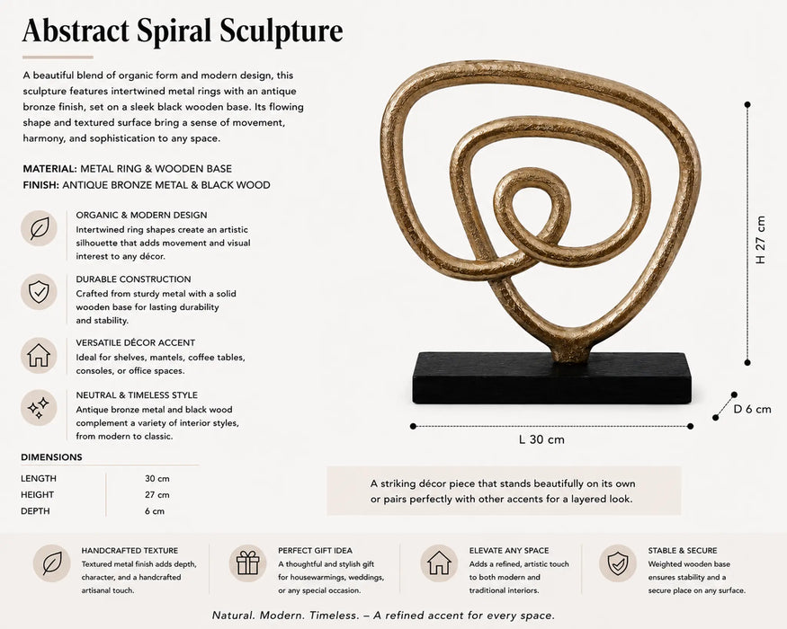 Decorative Abstract Spiral Sculpture - Gold Kiana