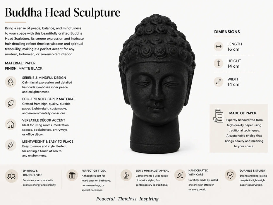 Decorative Buddha Head - Black Kiana