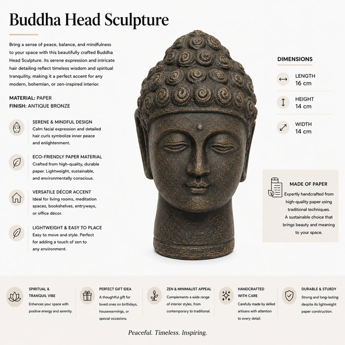 Decorative Buddha Head - Bronze Kiana