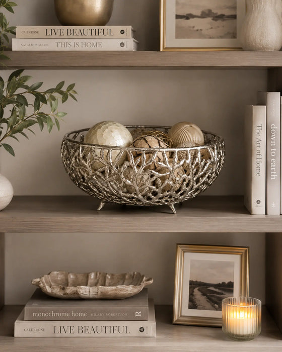Decorative Coral Bowl Big - Silver Kiana