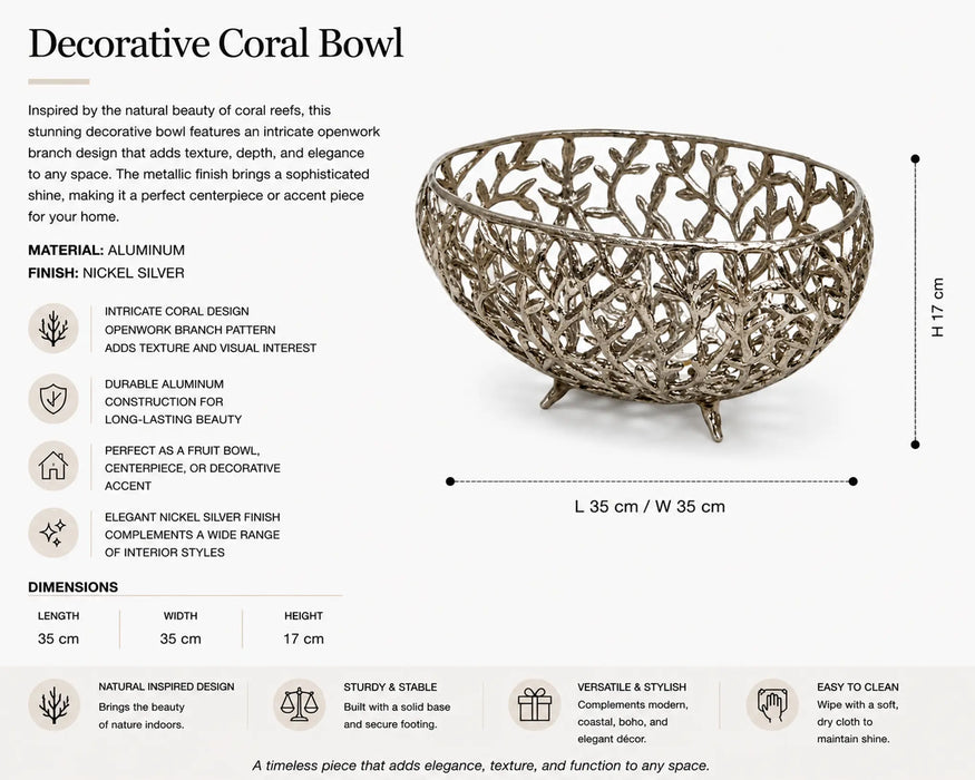 Decorative Coral Bowl  Small - Silver Kiana