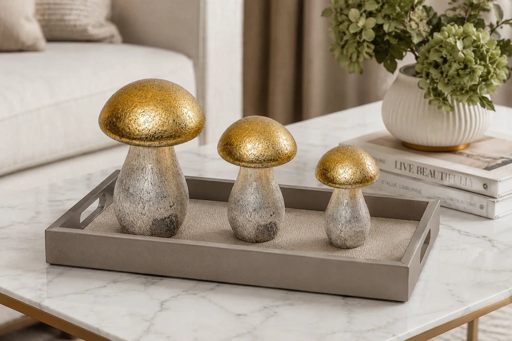 Decorative Glass Mushroom Sculpture Set - Gold Kiana