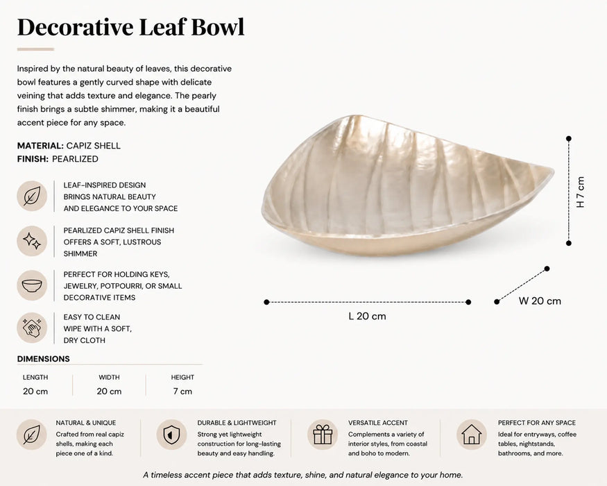 Decorative Leaf Gold Bowl Big - Gold Kiana
